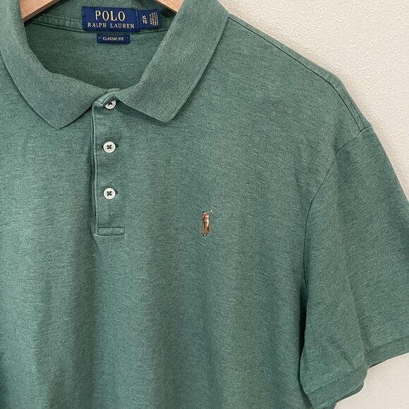 Polo Ralph Lauren Polo Shirt Mens XL Short Sleeve Green Pony Logo Preppy - Picture 6 of 9